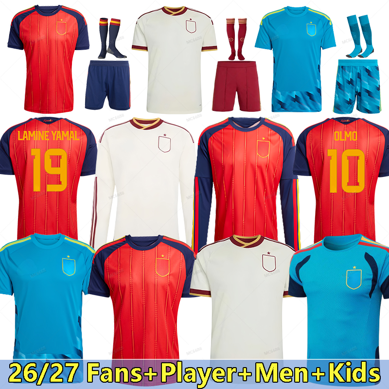 2026 World Cup SPAIN Soccer Jerseys PEDRI GAVI LAMINE YAMAL MORATA Carvajal OLMO FERRAN RODRIGO Jersey SPANISH Men Kid Kit Football Shirt Fan Player S 4XL