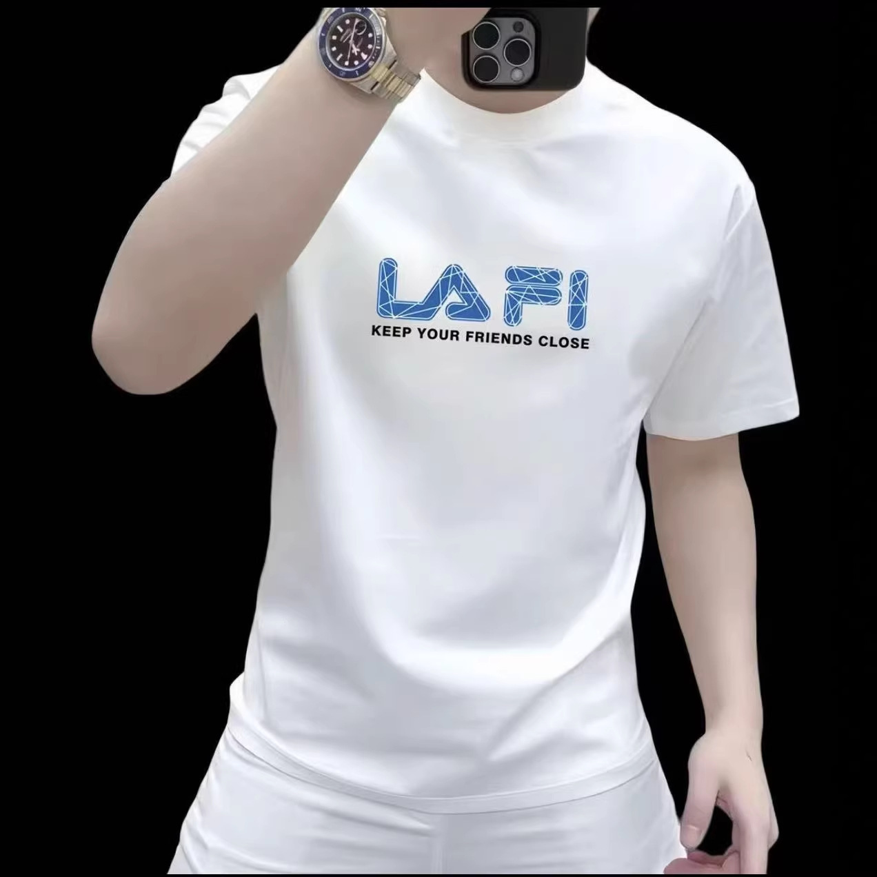 Men's Designer Hoodie Short-sleeve T-shirt Summer Thin Base Shirt Designer T-shirt Printed Trendy Versatile Polo Round-neck Casual Men's Clo