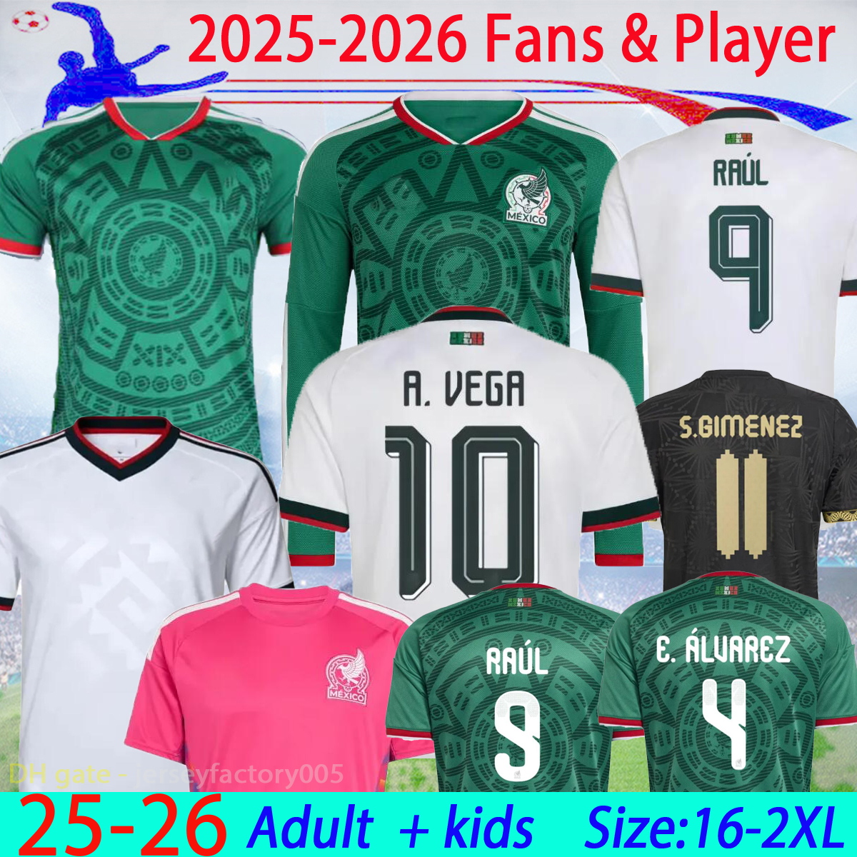 2026 worldCupS Mexico Soccer Jersey 26 27 RAUL Home Away RAUL VELA CHICHARITO LOZANO DOS SANTOS H.LOZANO Kids Kit Men Fans Player Version Football Shirt 16-4XL