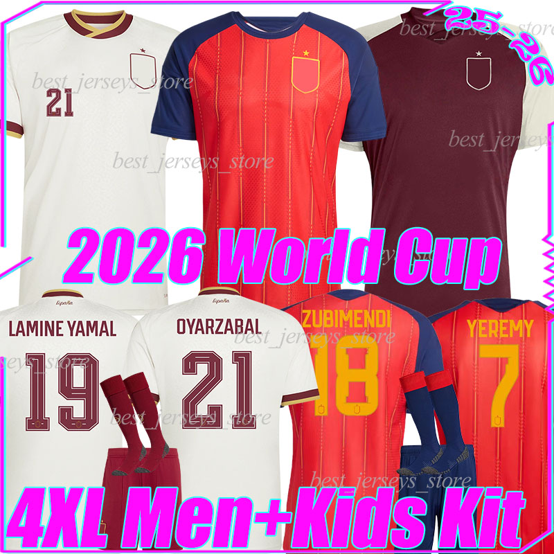 4XL Spain 2026 World Cup espana Soccer Jerseys OYARZABAL LAMINE YAMAL FERRAN ZUBIMENDI YEREMY LAPORTE BAENA B.IGLESIAS GRIMALDO RAYA football shirt men kids Kits set