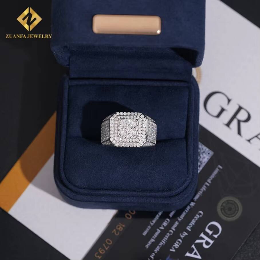 Fashion Moissanite Hip Hop Ring Pass Diamond Tester Iced Out Jewelry Hip Hop Style Full VVS Moissanite Diamond