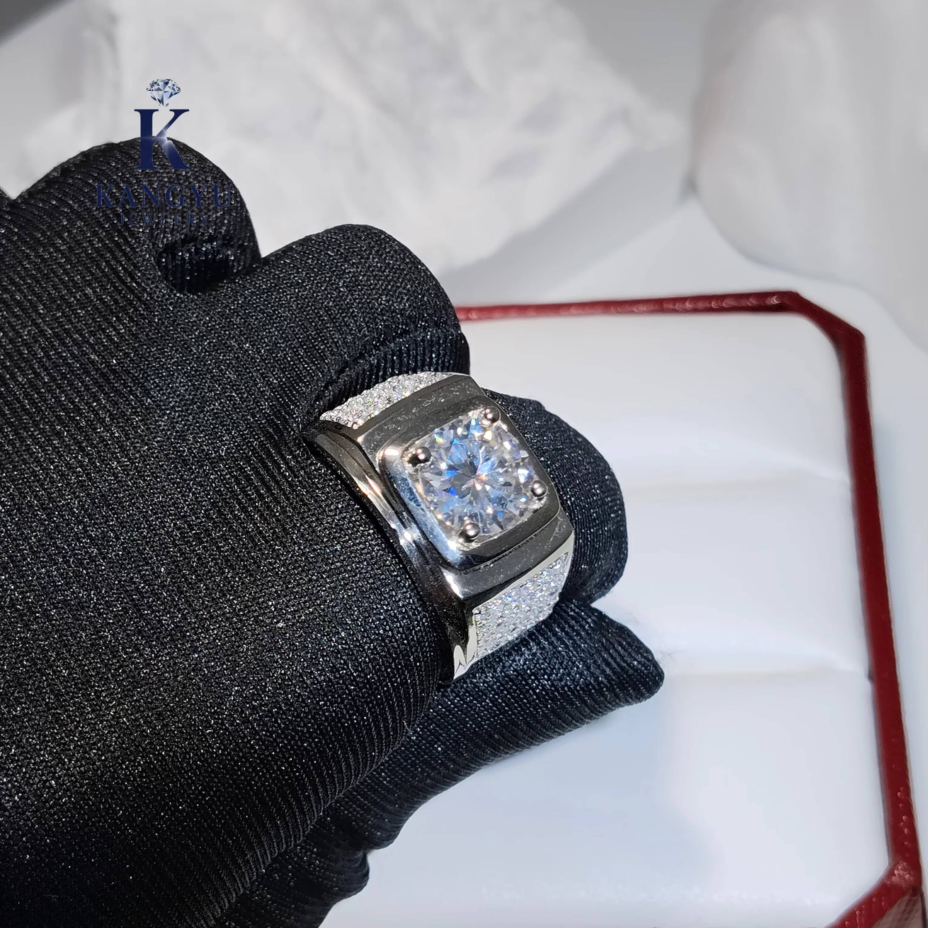 Mens Hip Hop 925 Sterling Silver Moissanite Ring - Iced Out Bling Ring Passes Diamond Tester