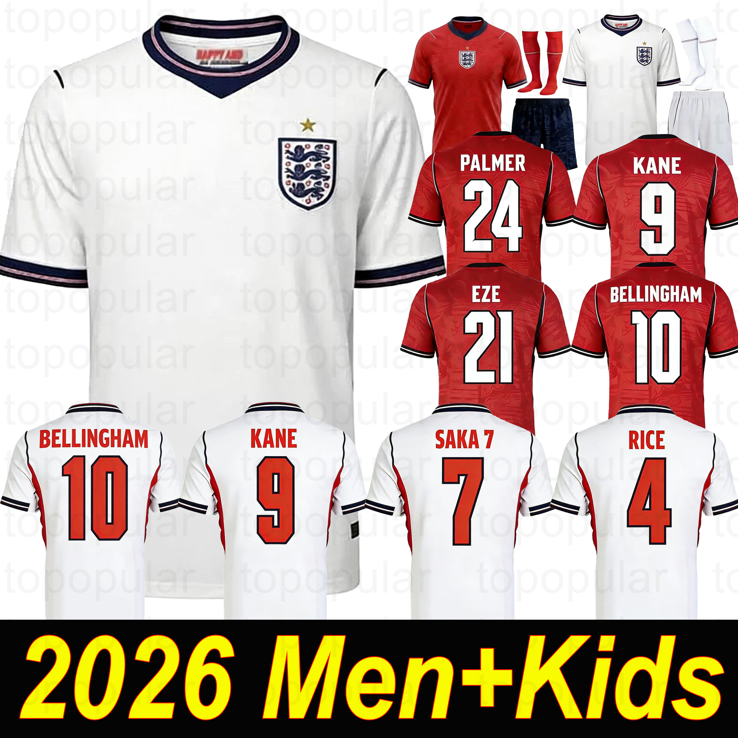 2026 englands football shirt 26 27 Kit Soccer Jerseys KANE BELLINGHAM EZE SAKA PALMER RICE FODEN kids Mens Women shorts