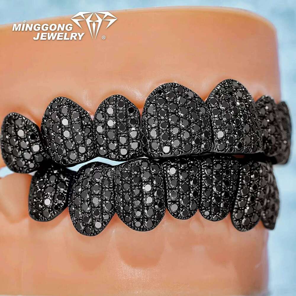 Honeycomb VVS Lab Diamond Hip Hop Iced Out Black Moissanite 10K 14K 18K Gold Grillz For Missing Teeth Grill