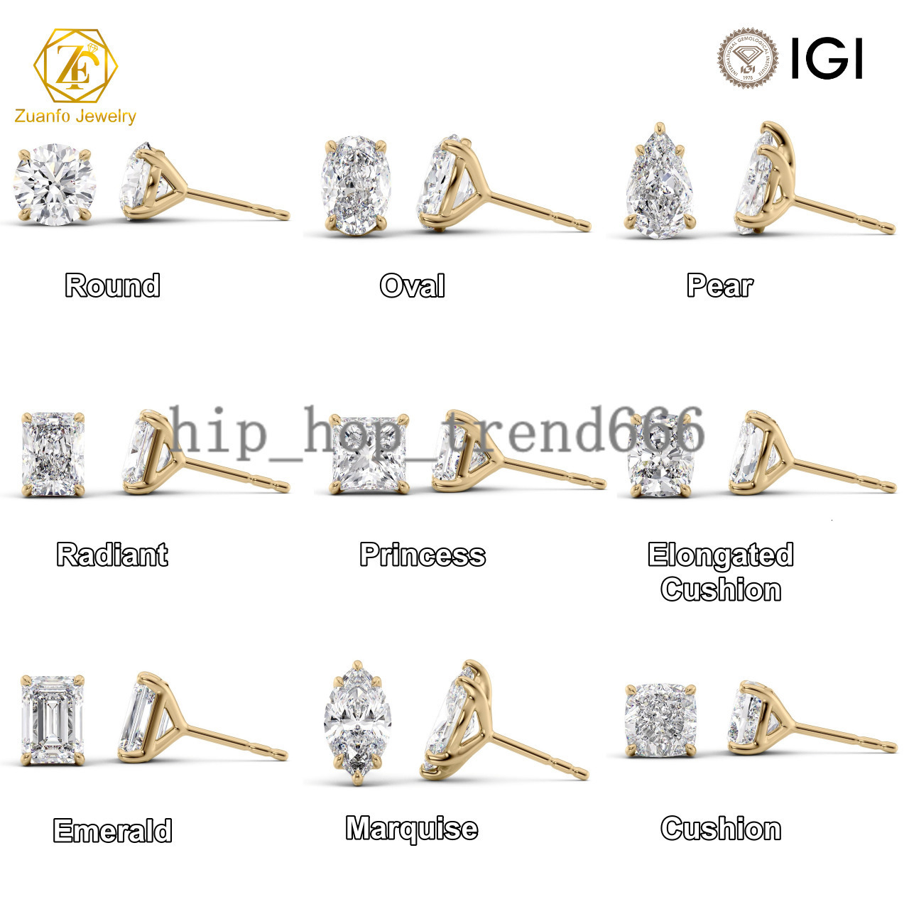 IGI Certified 1 2 3 CT Emerald Cut HPHT CVD Lab Diamond Studs 14k 9k Solid Gold 4 Prongs Lab Grown Diamond Earrings Stud