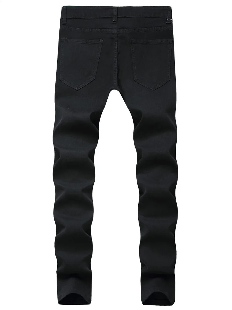 Skinny Fashion Mens Ripped Jeans Slim Breathable Soft Washed Streetwear Trousers Male Spring Autumn Elastic Hole Denim Pants 260618CJ - view 3