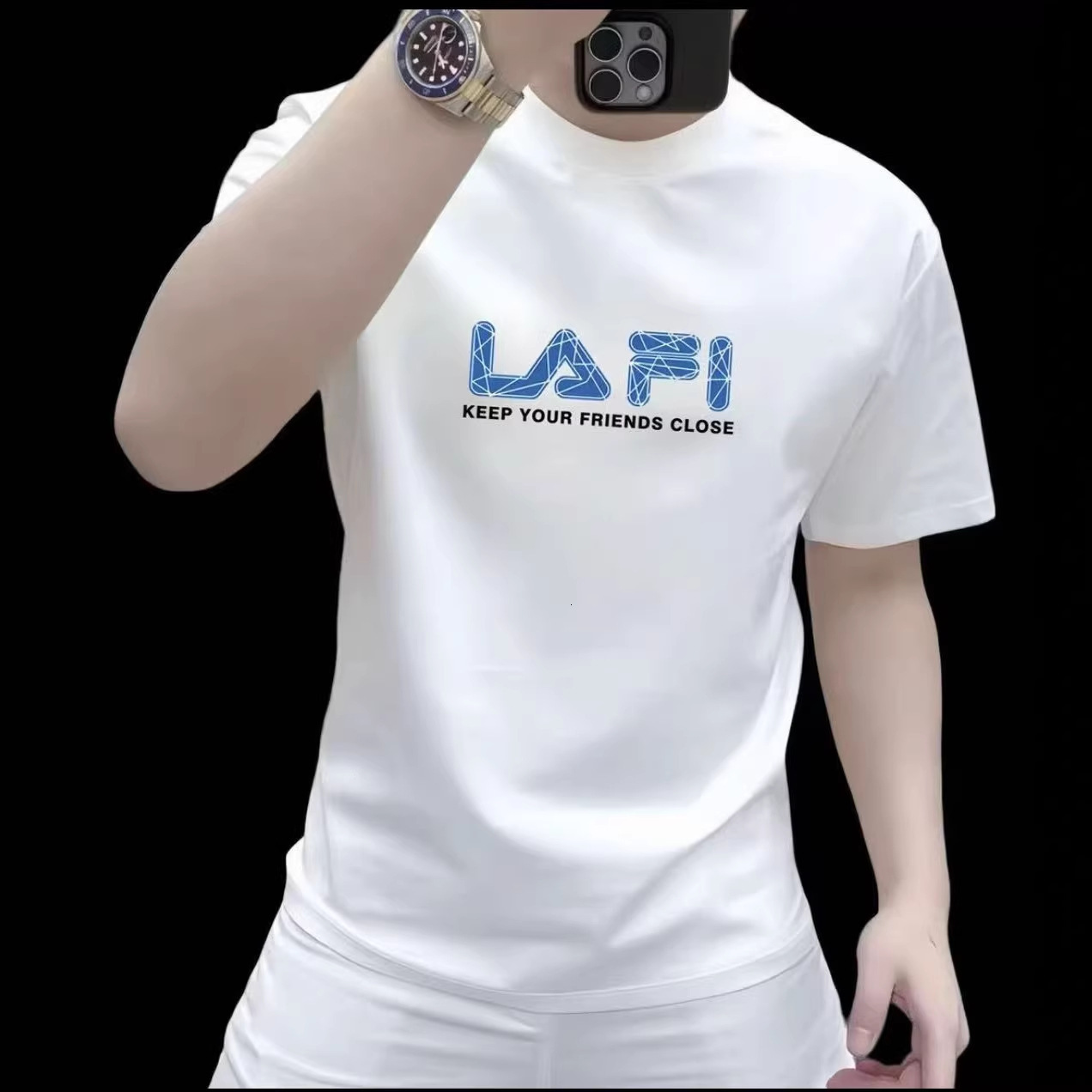 Men's Designer Hoodie Short-sleeve T-shirt Summer Thin Base Shirt Designer T-shirt Printed Trendy Versatile Polo Round-neck Casual Men's Clo