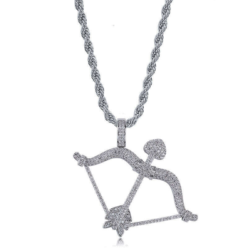 Jewelry Cupid's Arrow Personality Hip Hop Solid Pendant Micro-Inlaid Full Moissanite Trendy Necklace Jewelry Wholesale
