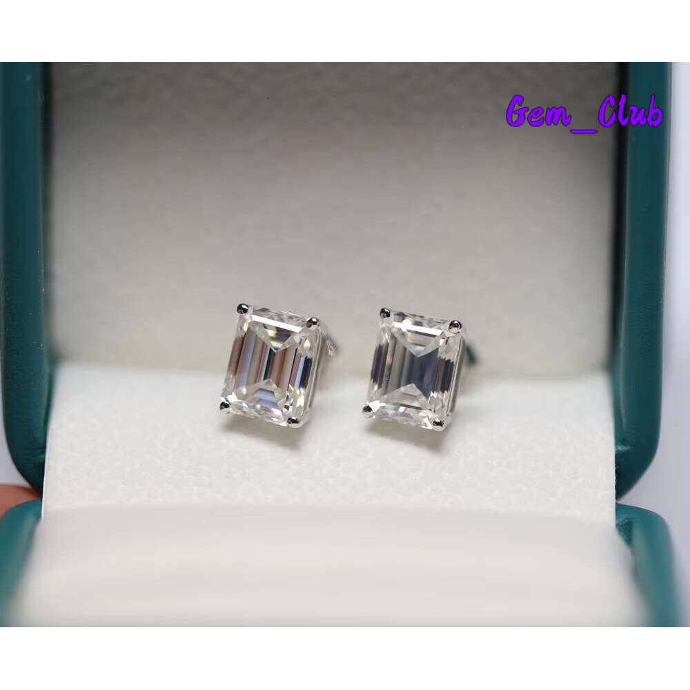 Baguette D Color VVS 14K White Yellow Rose Gold OEM MOD 3Ct Emerald Shape Moissanite Diamond Earring For Women An