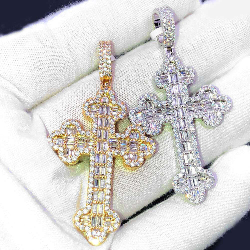 Full Diamond Cloud Cross European and American Hip Hop Ice with VVS moissanite Necklace Trendy Pendant Export