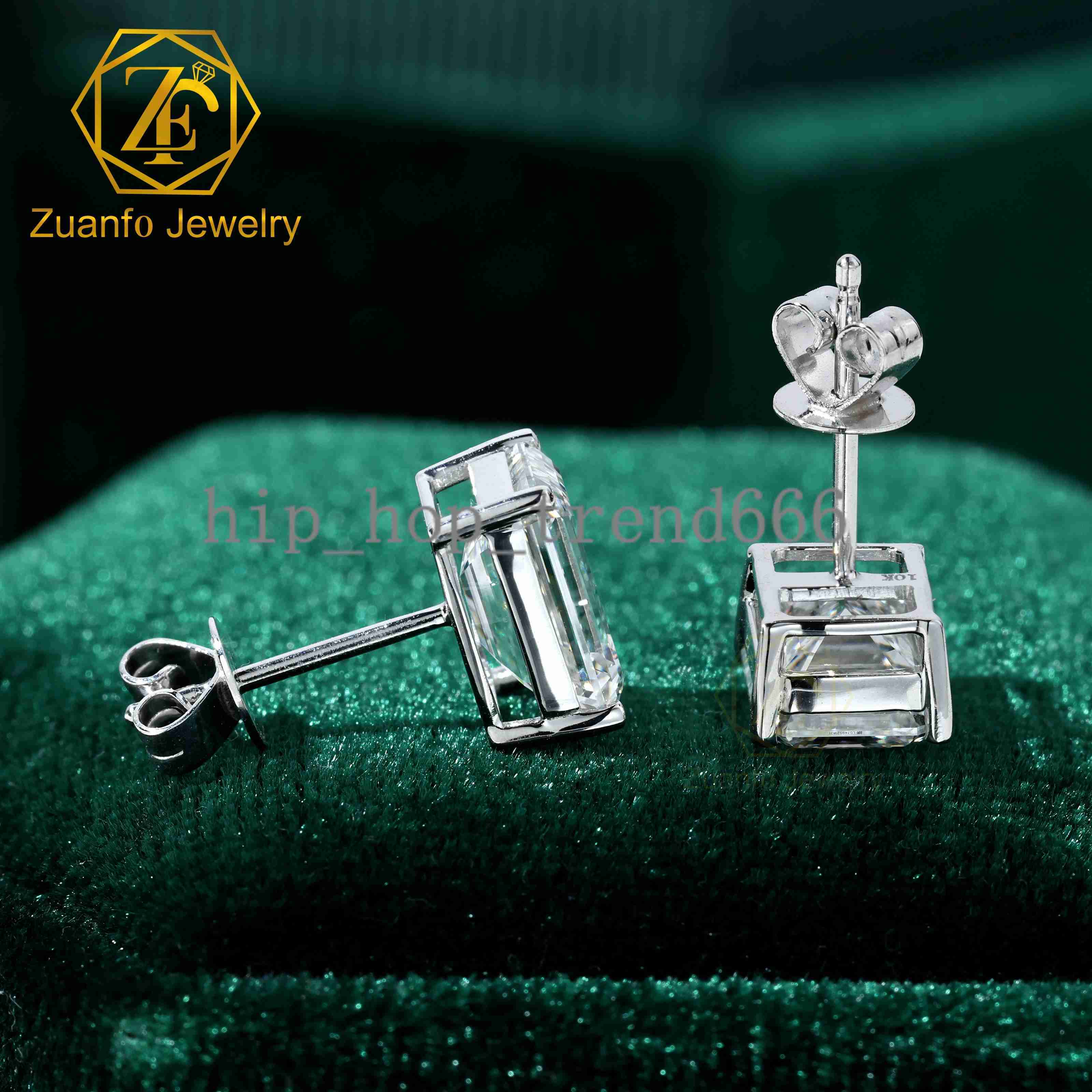 IGI Certified 1 2 3 CT Emerald Cut HPHT CVD Lab Diamond Studs 14k 9k Solid Gold 4 Prongs Lab Grown Diamond Earrings Stud