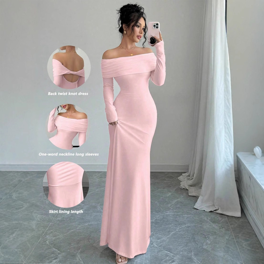 Fashion Autumn Elegant Style Women's Tight-fitting Off-shoulder Designer Dress One-step Dress From Manufacturer