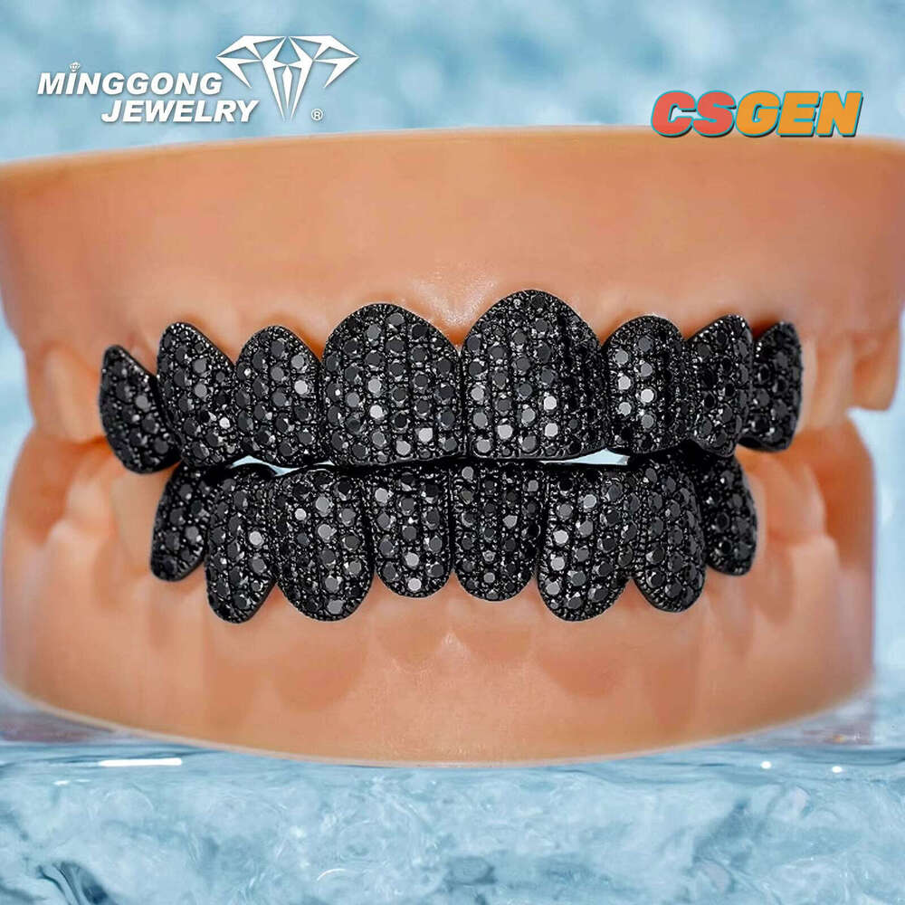 Honeycomb VVS Lab Diamond Hip Hop Iced Out Black Moissanite 10K 14K 18K Gold Grillz For Missing Teeth Grill