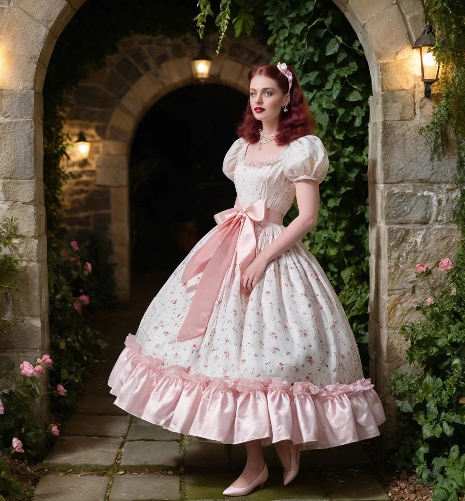 Party Gown Prom Dresses Evening Formal Ball Gown Scoop With Short Sleeves Ankle-Length Printed Pink Satin Plus Size New Custom Zipper Lace Up Lace Bow