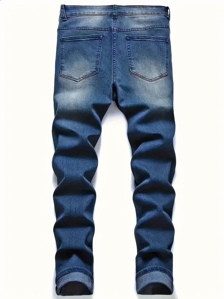 MenS Distressed Fashion Jeans - Street Style Comfortable Stretch Denim with Ripped Detail Versatile for All Seasons Everyday 260618CJ - view 3