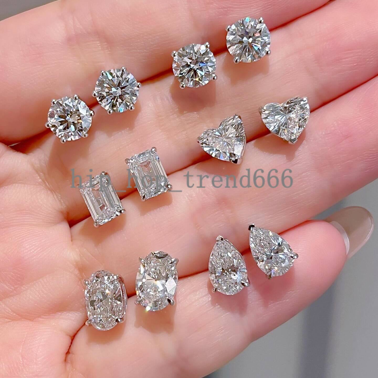 IGI 05ct 1ct 2ct D Color VVS Pear Oval Round Brilliant Cut Lab Grown Diamonds White Gold Push Screw Back Earrings Stud for Wear