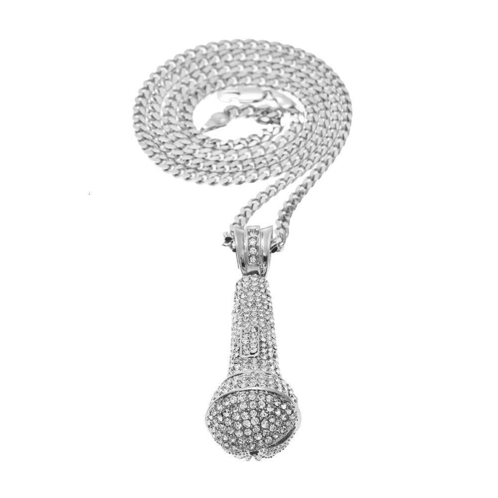 Men's Jewelry High-end Diamond-encrusted Microphone Pendant European and American Niche Hip-hop Ice with VVS moissanite Street Dance Necklace Who