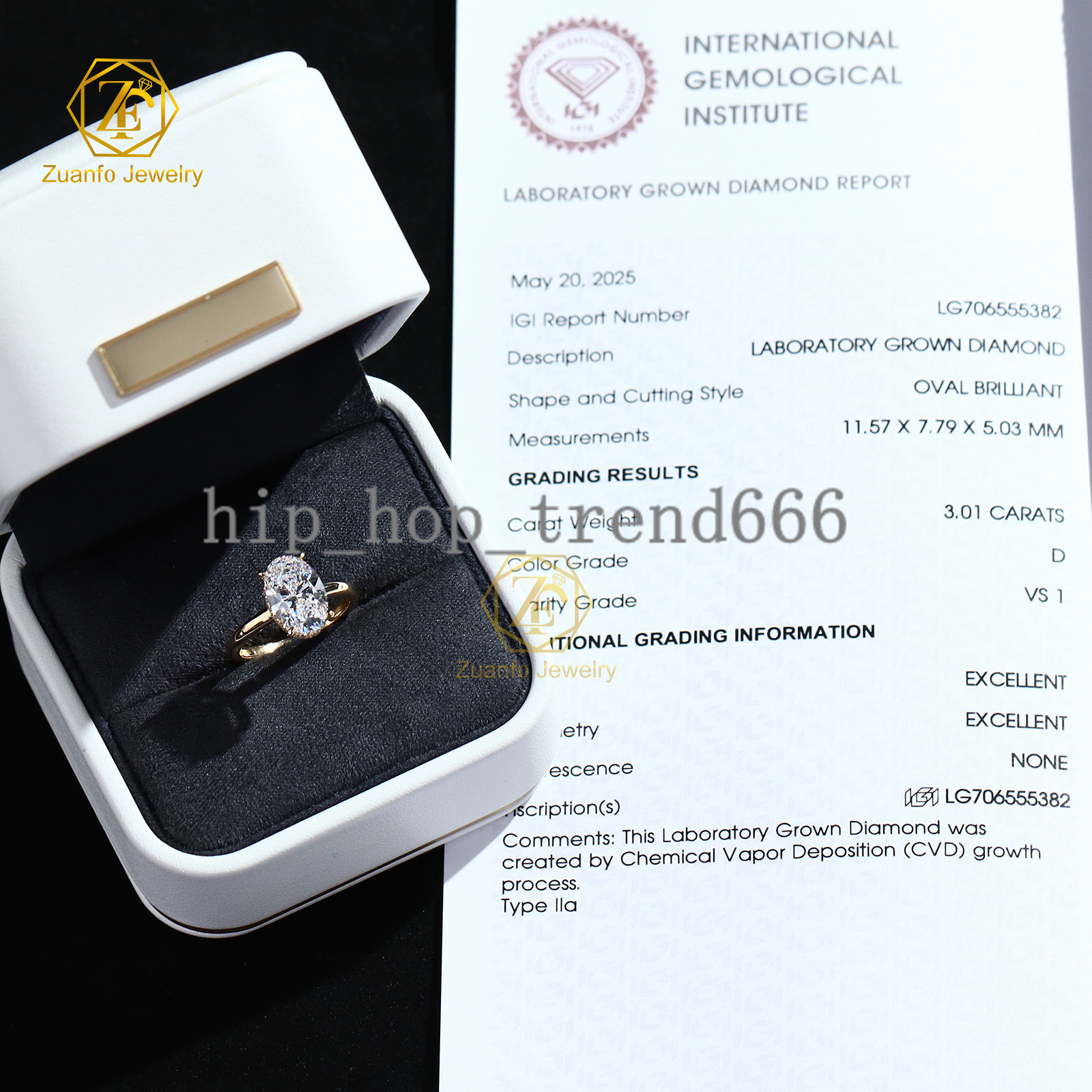 Wholesale Lab Grown Diamond Engagement Wedding Ring Certificate Classic 14K Oval Cut Diamond Ring for Women