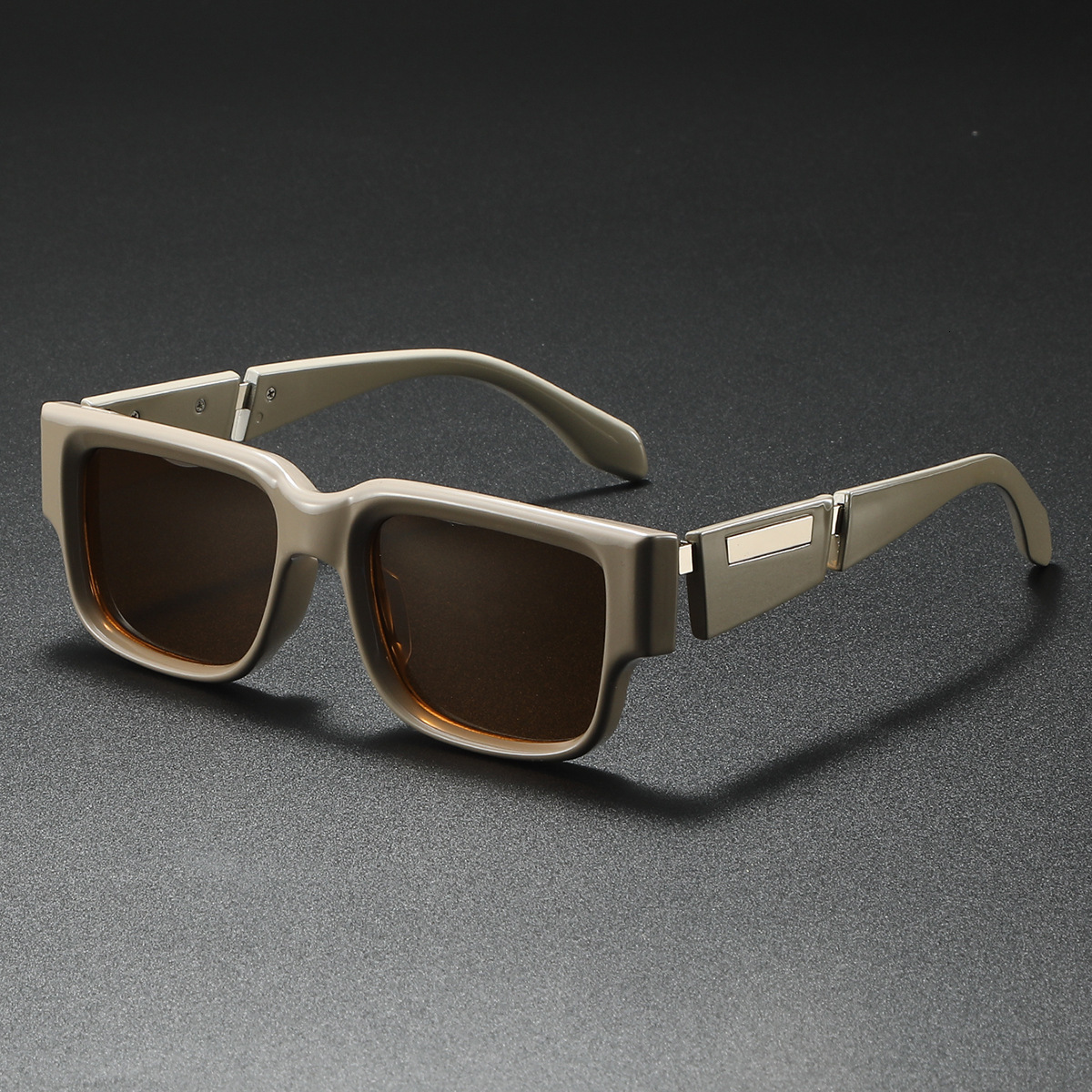 Designer Luxury Brand 2026 New Fashionable Gray Blue Square Thick Frame Sunglasses Anti UV Retro Outdoor Sports Sunglasses Simple Large Frame Slim Fac