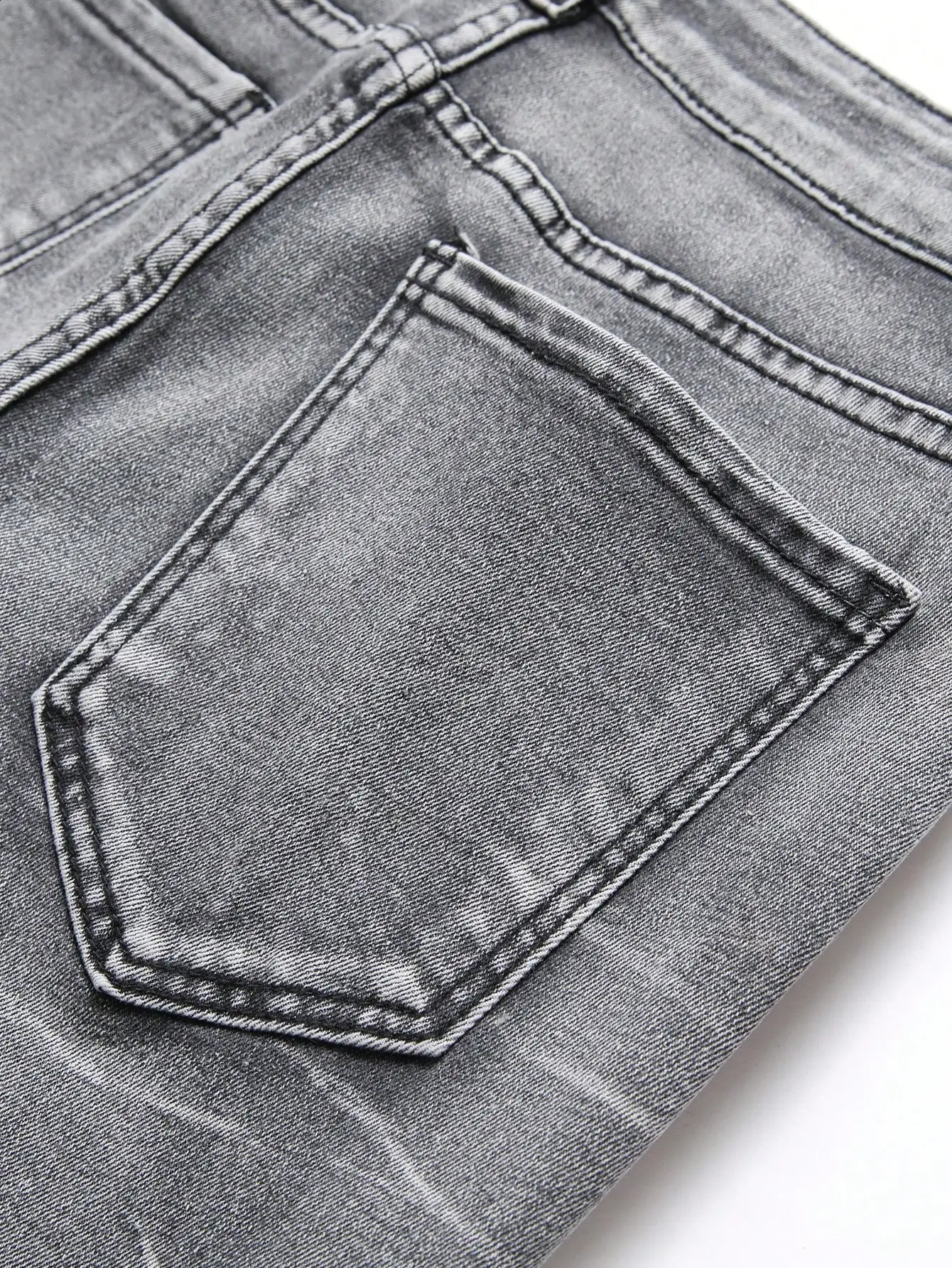 Mens Stretchy Denim Jeans Streetwear Tearing Patchwork Holes Ripped Denim Elastic Waist Casual Pants Slim fit Straight Trousers 260618CJ - view 7