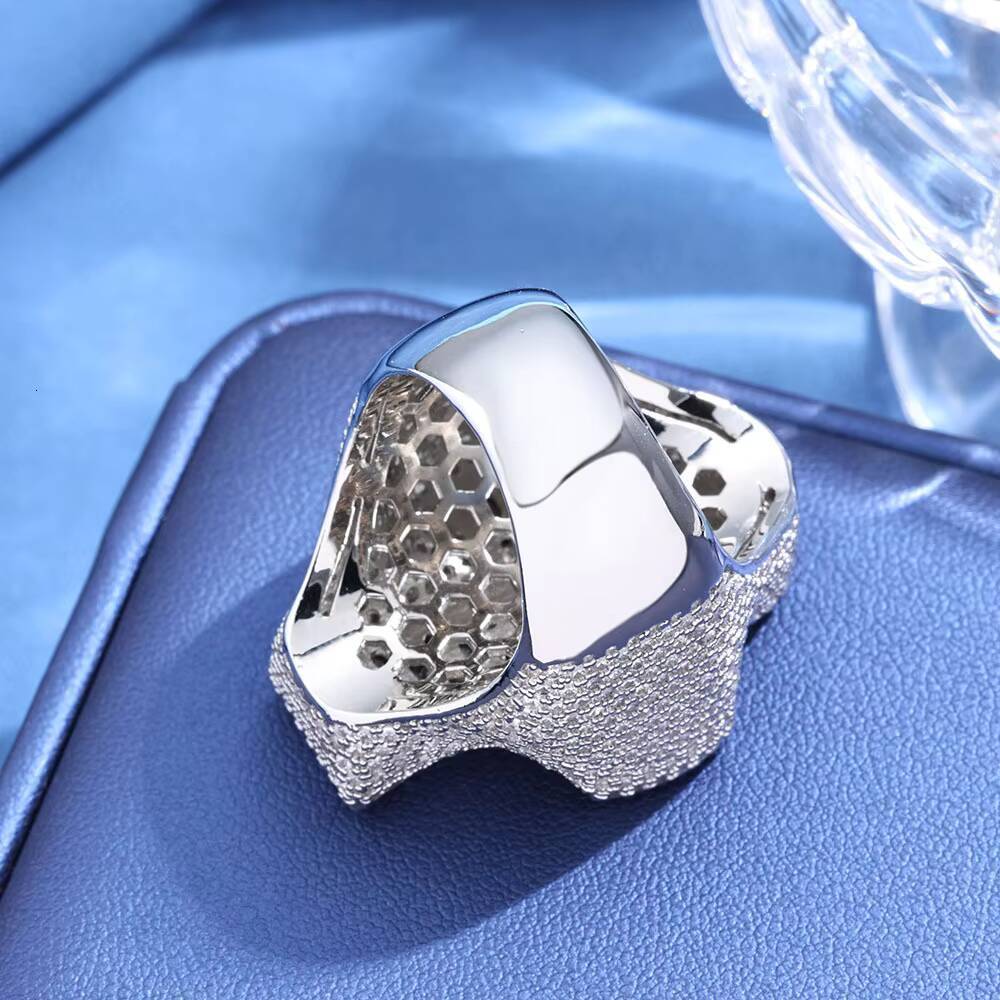 Ready Ship Iced Brilliant Cut Moissanite Diamond Mens Hip Hop Cross Ring 925 Sterling Silver Gold/Platinum Plated GRA Certified