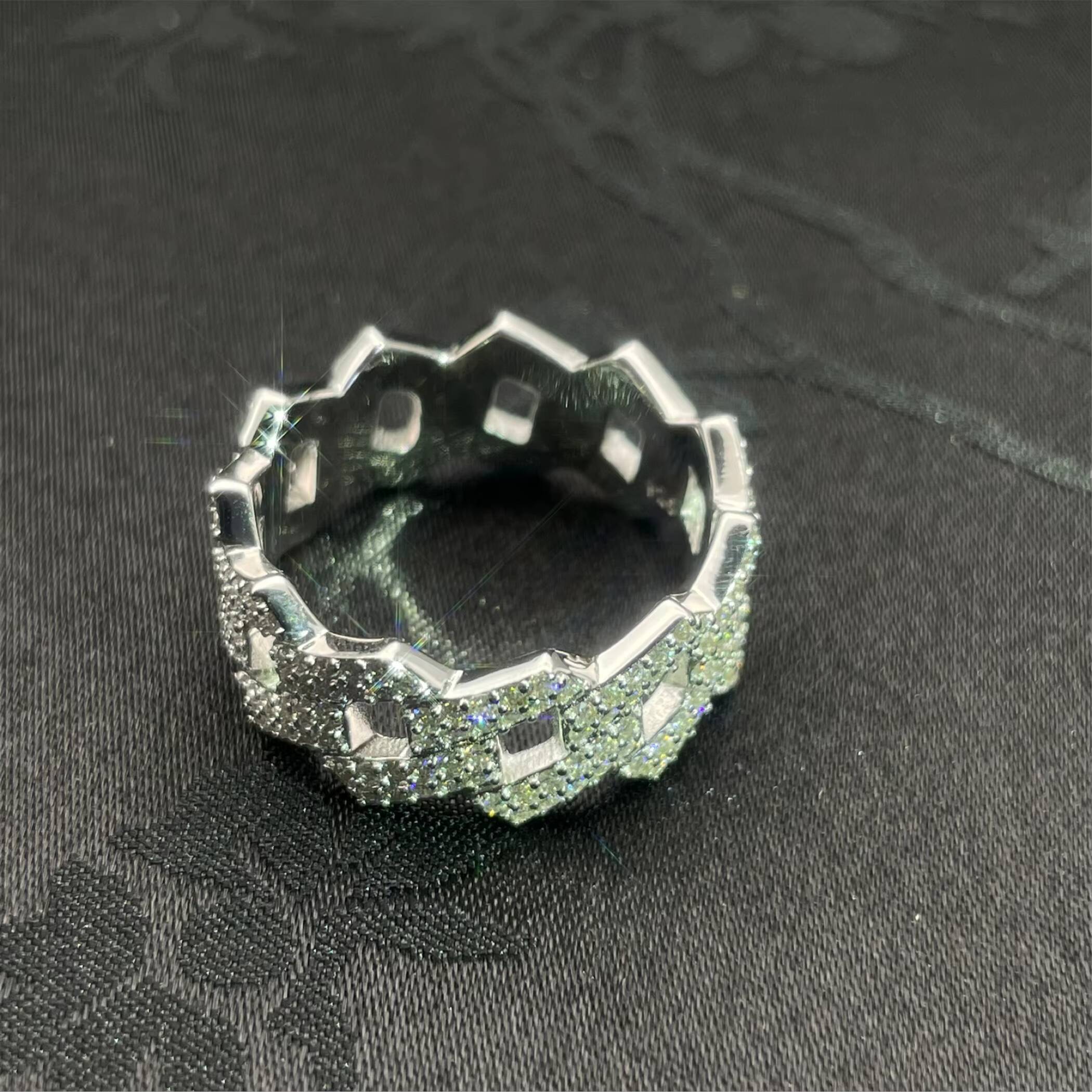 Cold-blooded Jewelry Pyroxene Hip-hop Ring 925 Sterling Silver Mens Moissanite Ring Diamond Tested Mens Cuban Ring