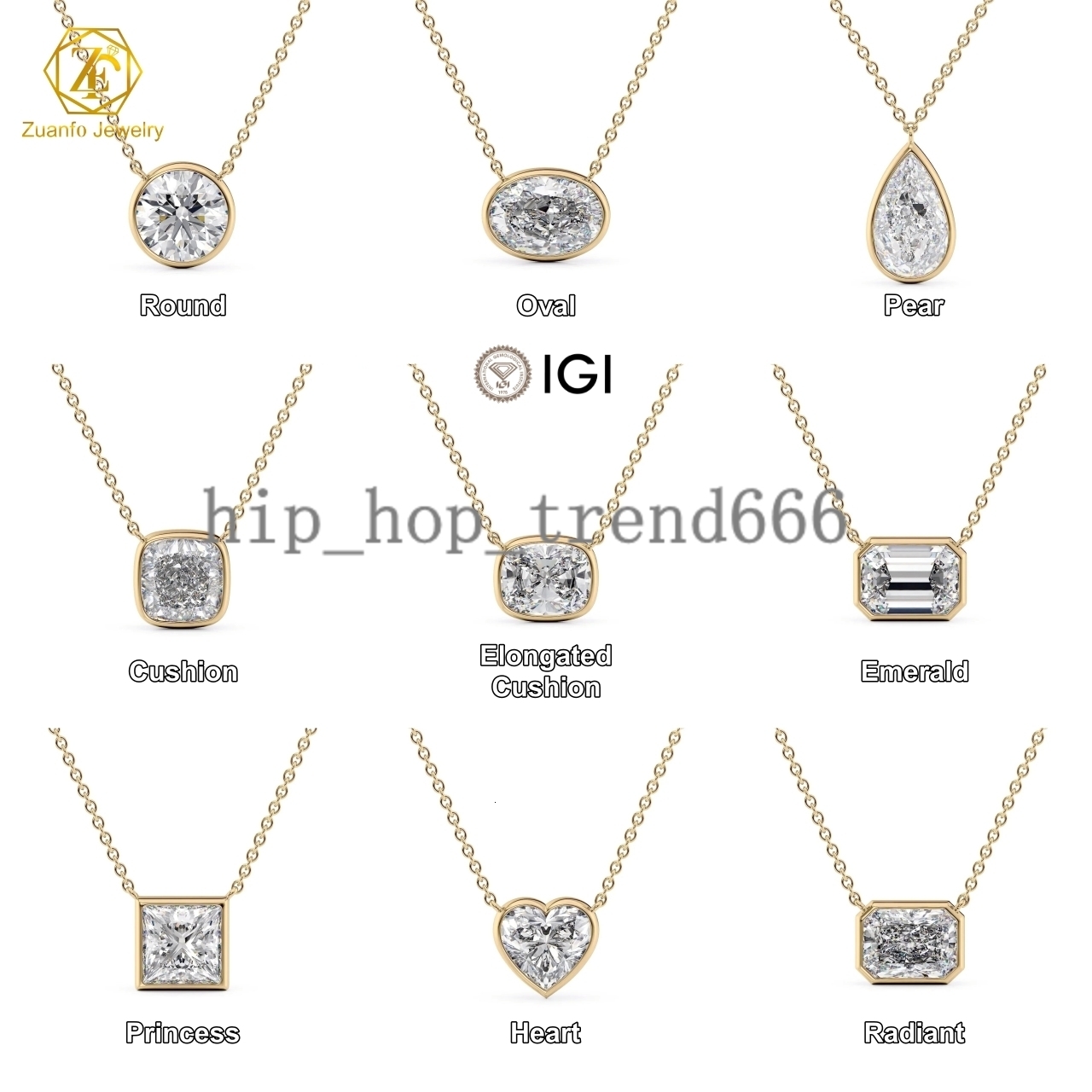 Fine Jewelry Solid Gold Cvd Lab Grown Diamond Necklace 14k 10k IGI 1-3ct Round Brilliant Cut Diamond Solitaire Pendant Necklace