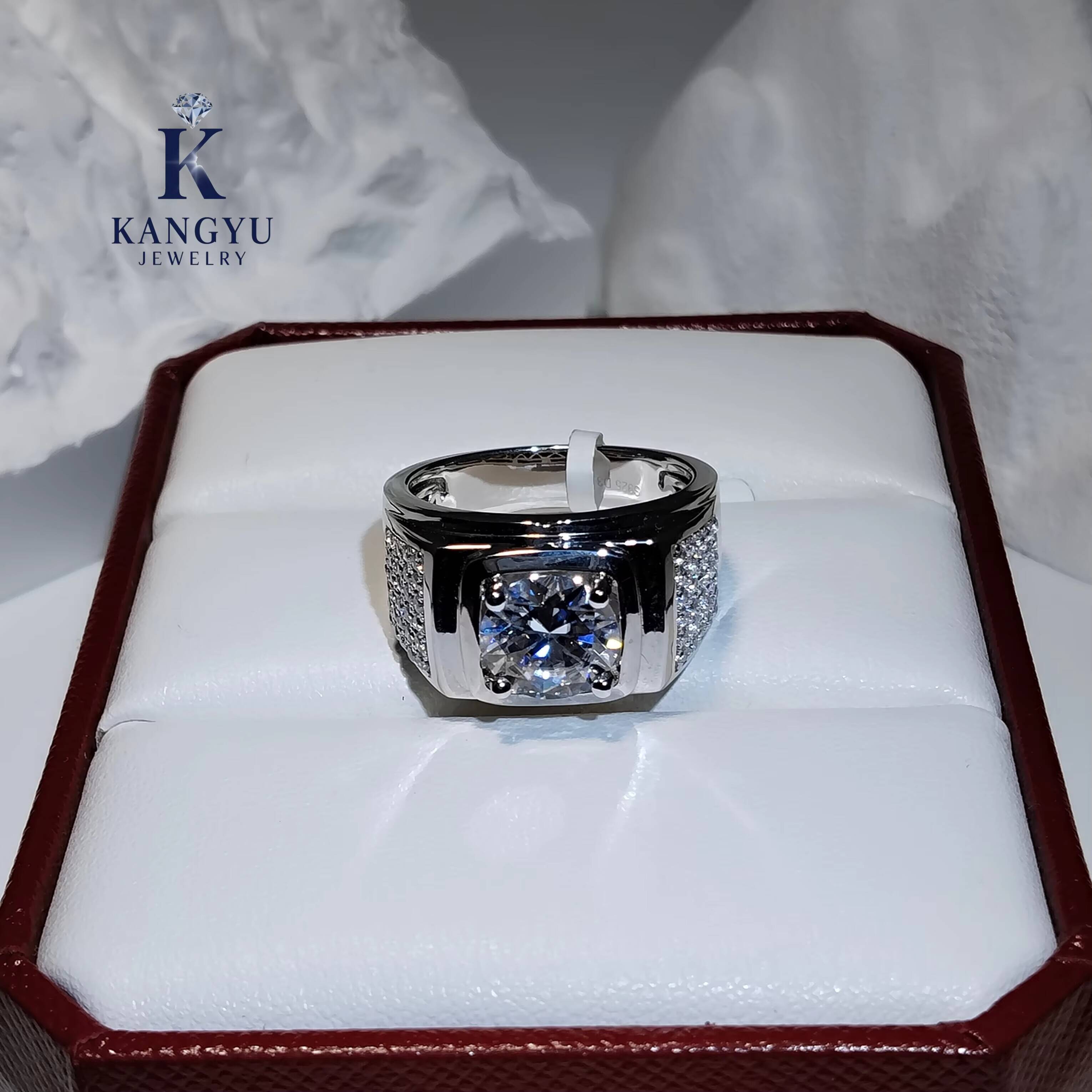 Mens Hip Hop 925 Sterling Silver Moissanite Ring - Iced Out Bling Ring Passes Diamond Tester