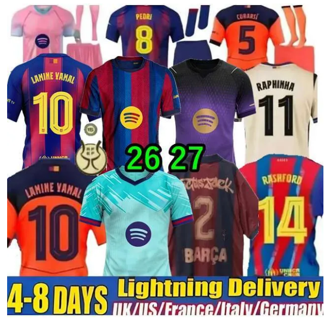 Barcelona 25 26 27 LAMINE YAMAL Lewandowski Soccer Jerseys GAVI Raphinha FERRAN 2025 2026 2027 Barcelona Football Shirt TOP F. DE JONG Men Kids fans player