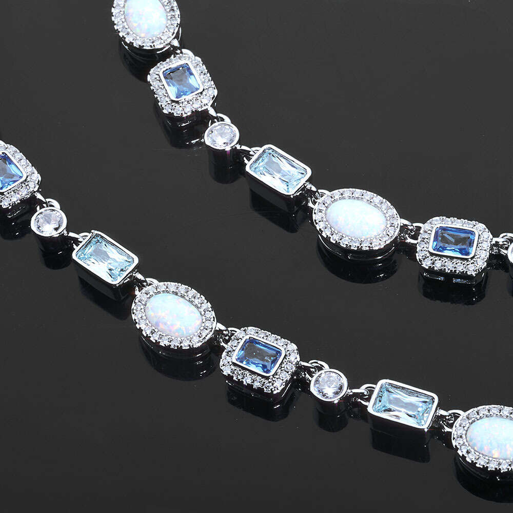 Jewelry Hip Hop 6mm Colorful Gemstone Jewelry Chain Opal Necklace Personality Trendy Men's Bracelet Customization