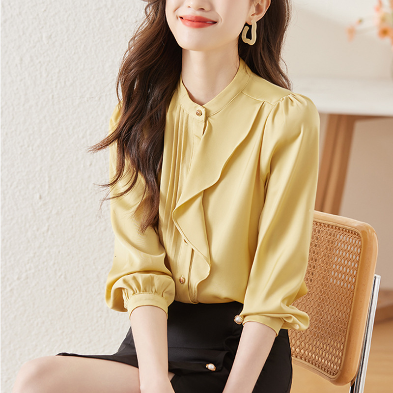 Polo Light Luxury Women's Shirt Early Designer T-shirt Autumn New French-style Blouse With A High-end Feel Ruffled Edges Stylish And Elegant Stand Designer Hoodie