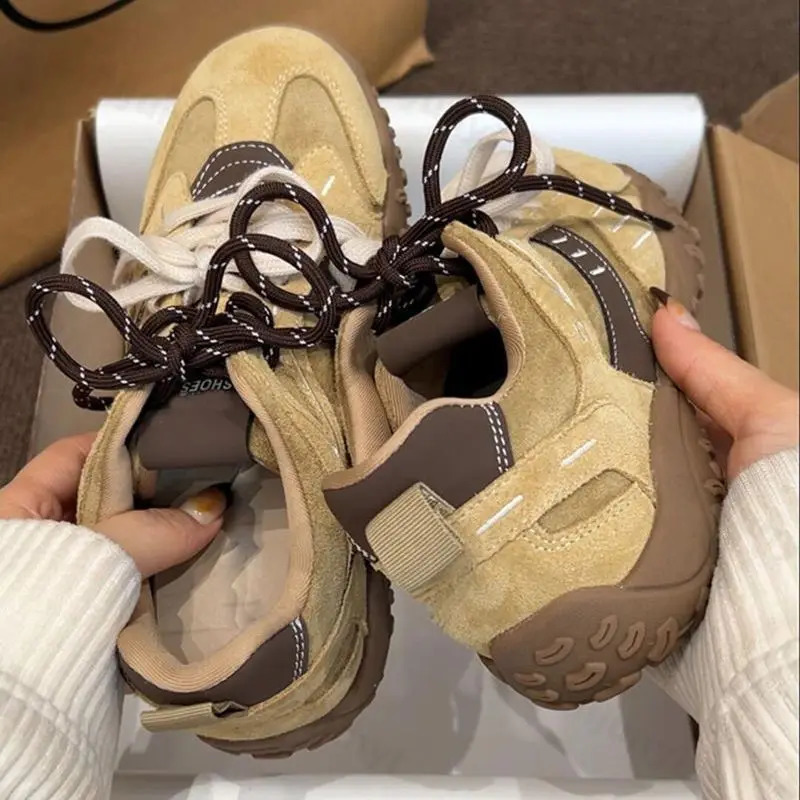 Women Flat Sports Shoes Autumn Round Toe Soft Sole Anti-slip Wear-resistant Low-top Single Shoe Fashion Casual Sneakers 260317