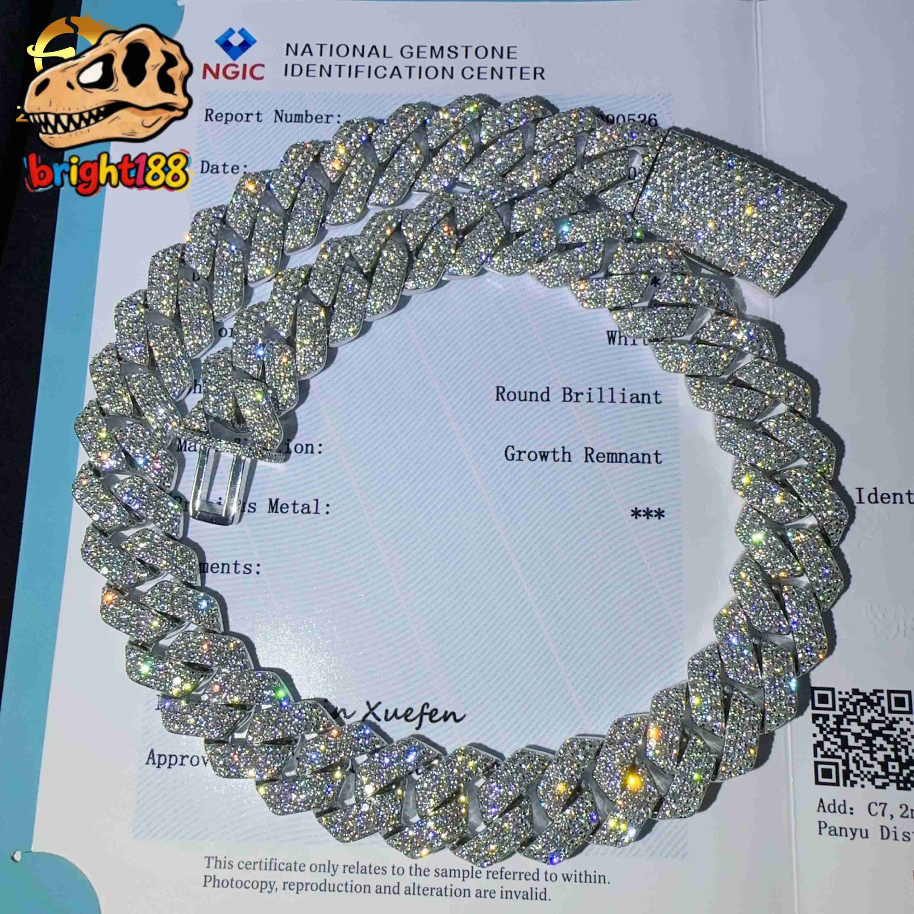 20MM Width Real Lab Diamond HPHT Iced Out Diamond Hip Hop Cuban Link Chain Cuban Chain Men