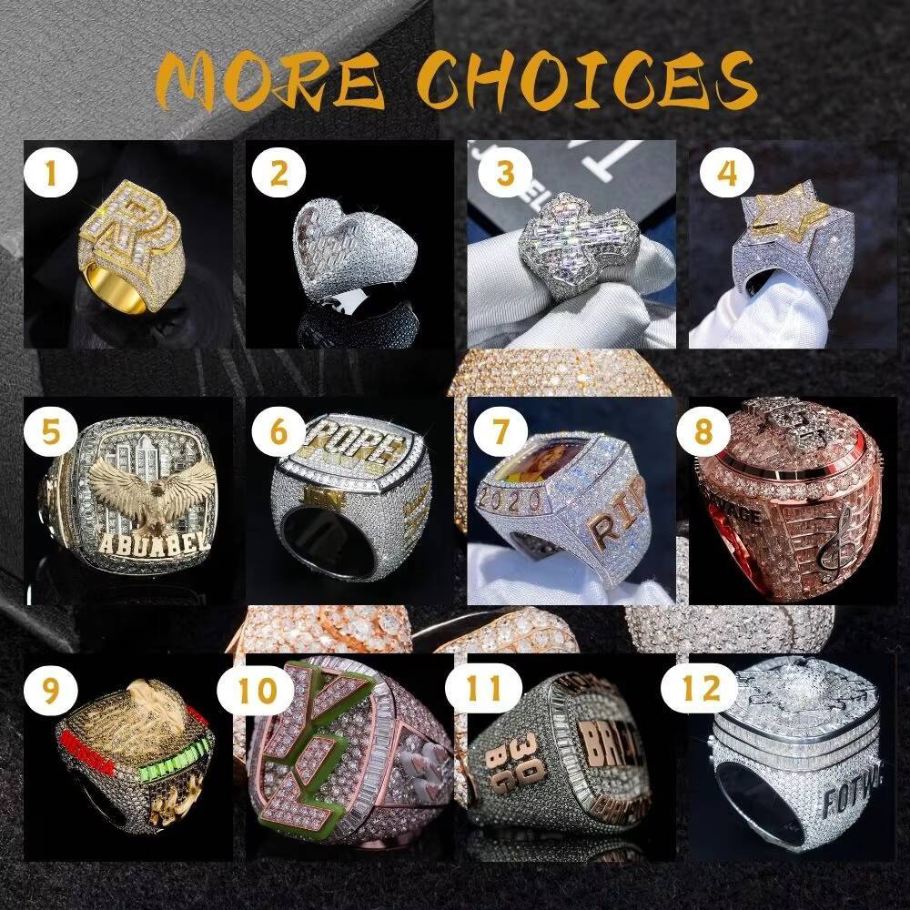 GRA Certified Moissanite Ring Men Hip Hop 925 Sterling Silver High Quality Lightning Iced Out Pass Diamond Tester