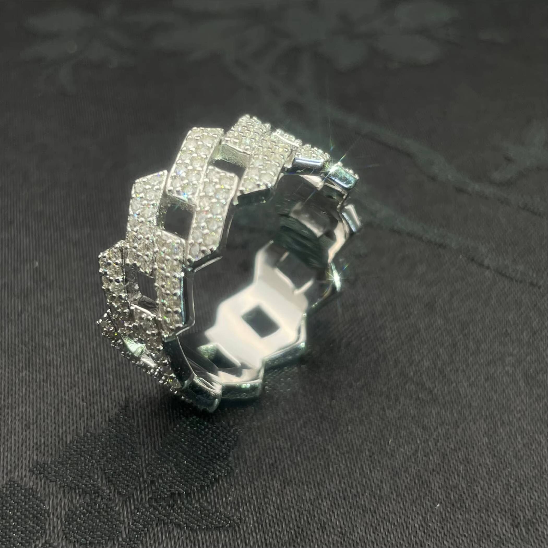 Cold-blooded Jewelry Pyroxene Hip-hop Ring 925 Sterling Silver Mens Moissanite Ring Diamond Tested Mens Cuban Ring