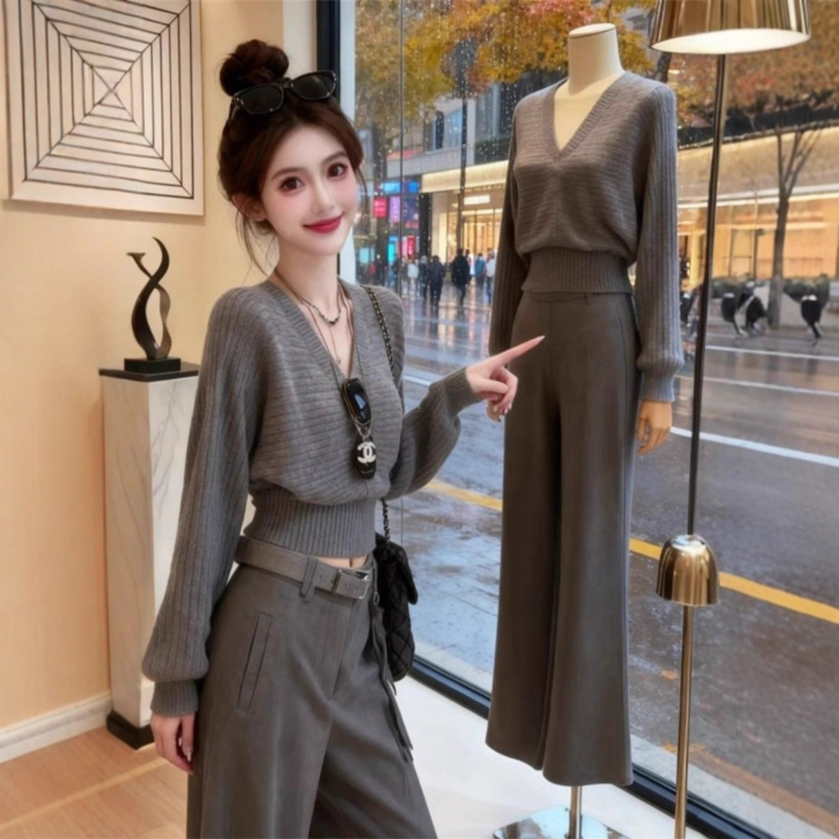 Bat-sleeve Waist-cinching Designer Hoodie Knit Sweater For Women New Style Designer T-shirt High-end Polo Short Sweater Korean-style Casual Slim-fit Top