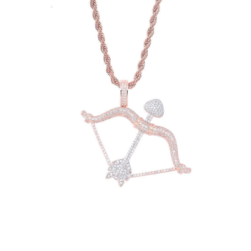 Jewelry Cupid's Arrow Personality Hip Hop Solid Pendant Micro-Inlaid Full Moissanite Trendy Necklace Jewelry Wholesale