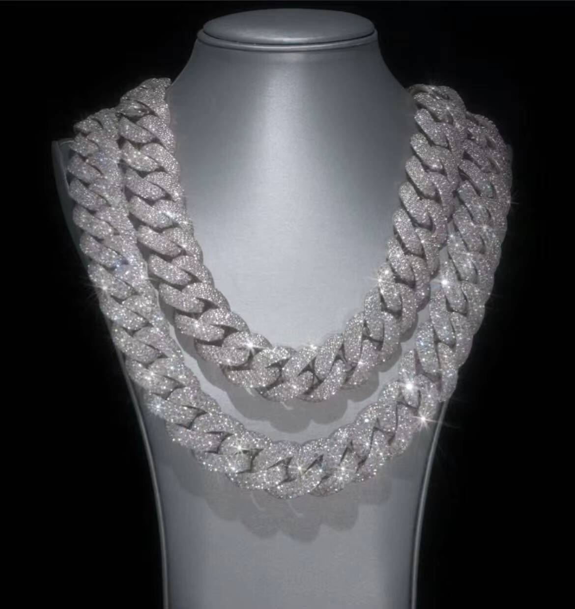 Custom Heavy Chain 23mm Men Full Iced Out Moissanite White Gold Plated 925 Silver Cuban Link Chain Necklace Hip Hop Jewelry