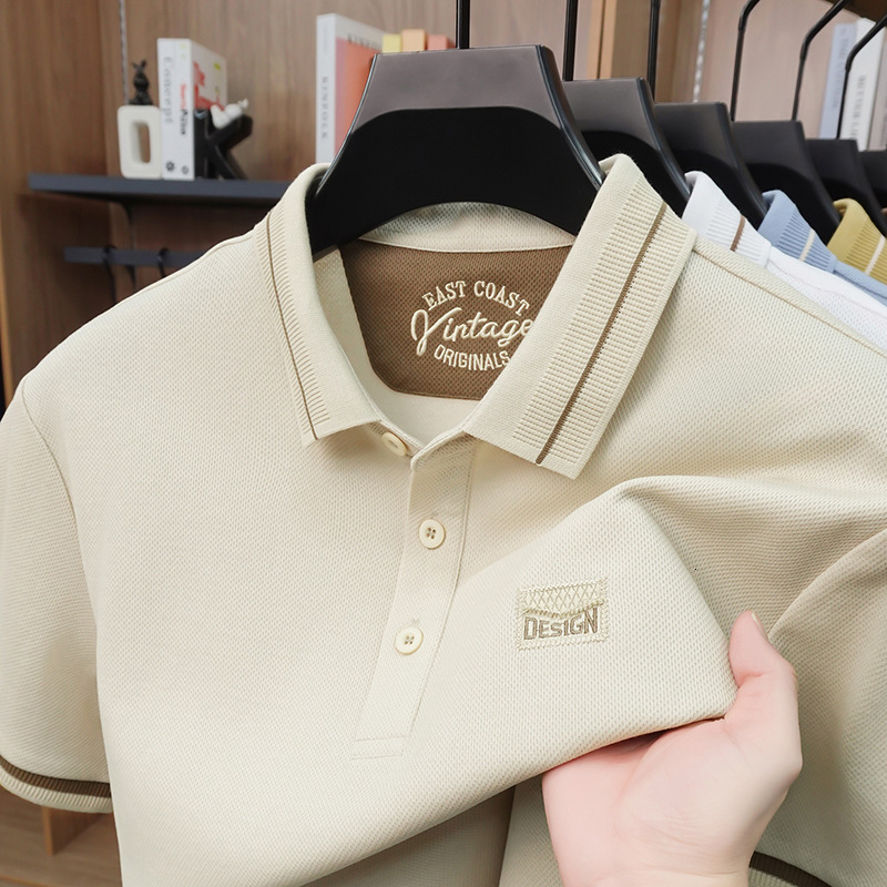 Designer T-shirt Summer Men's Polo Designer Hoodie Shirt New Polo Style Collar Casual Style Mesh Fabric Versatile Breathable Ice Silk Short Sleeve Polo Shirt