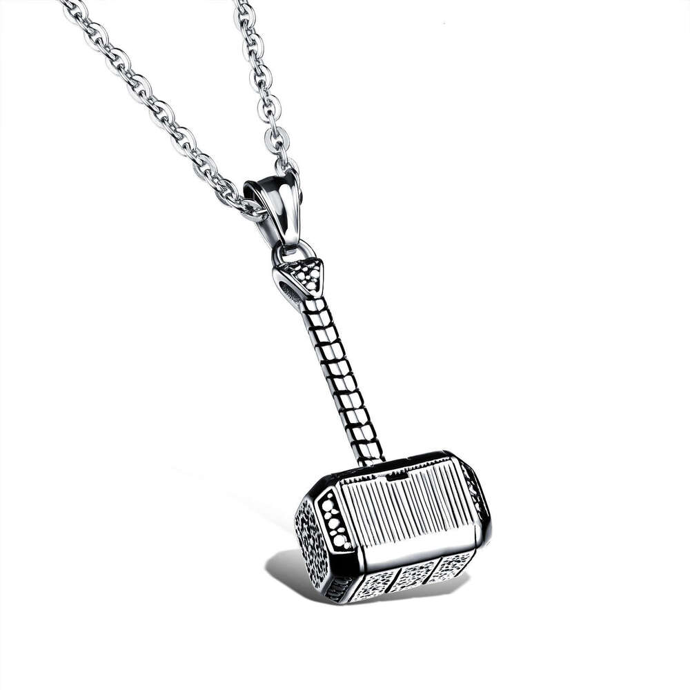 Unique Thor's Hammer Pendant Domineering Men's Titanium Steel Necklace Cool Gift Boyfriend Available for Franchise
