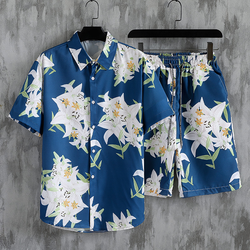 Hawaiian Shorts And Designer Hoodie Designer T-shirt Shirt Set Floral Outfit Hainan Island Polo Clothing Men's Sanya Travel Beach Shirt Plus Size