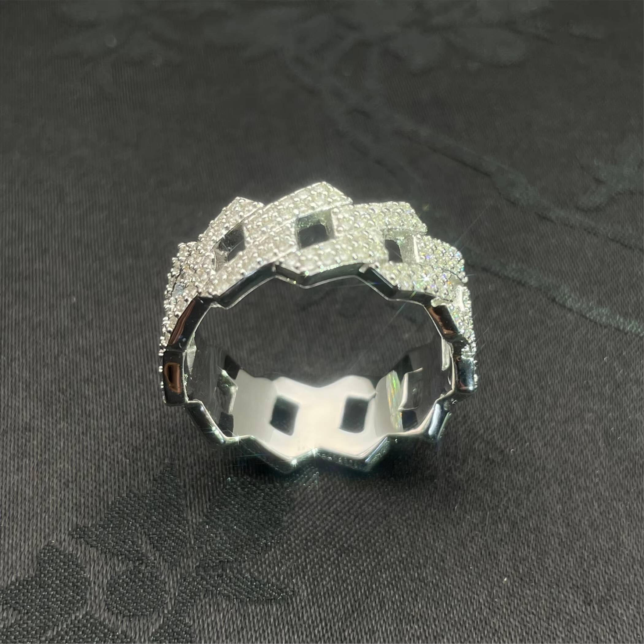 Cold-blooded Jewelry Pyroxene Hip-hop Ring 925 Sterling Silver Mens Moissanite Ring Diamond Tested Mens Cuban Ring