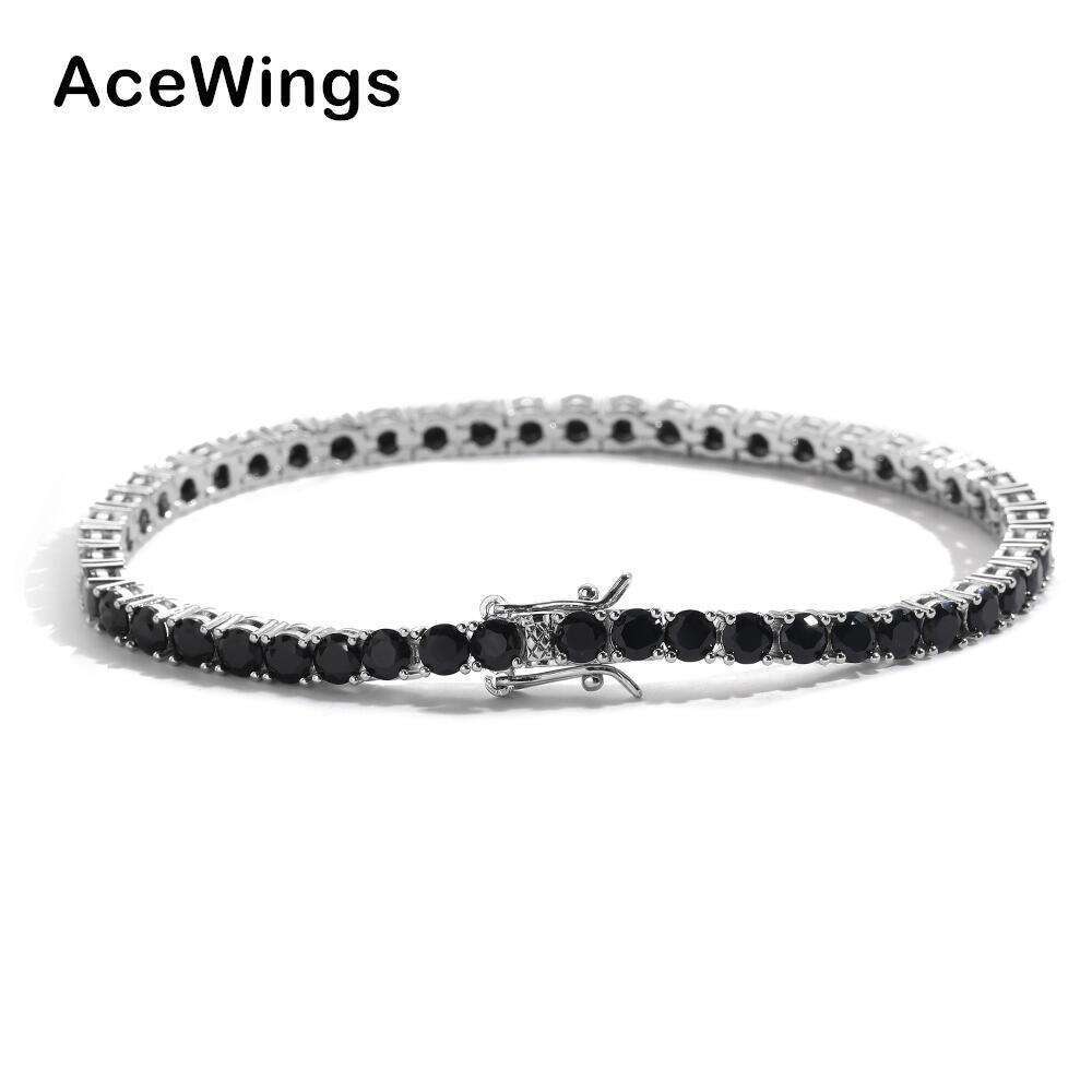 Jewelry Hip Hop Accessories Bracelet 3mm 4mm 5mm Silver Inlaid Moissanite Black Tennis Chain New Hot