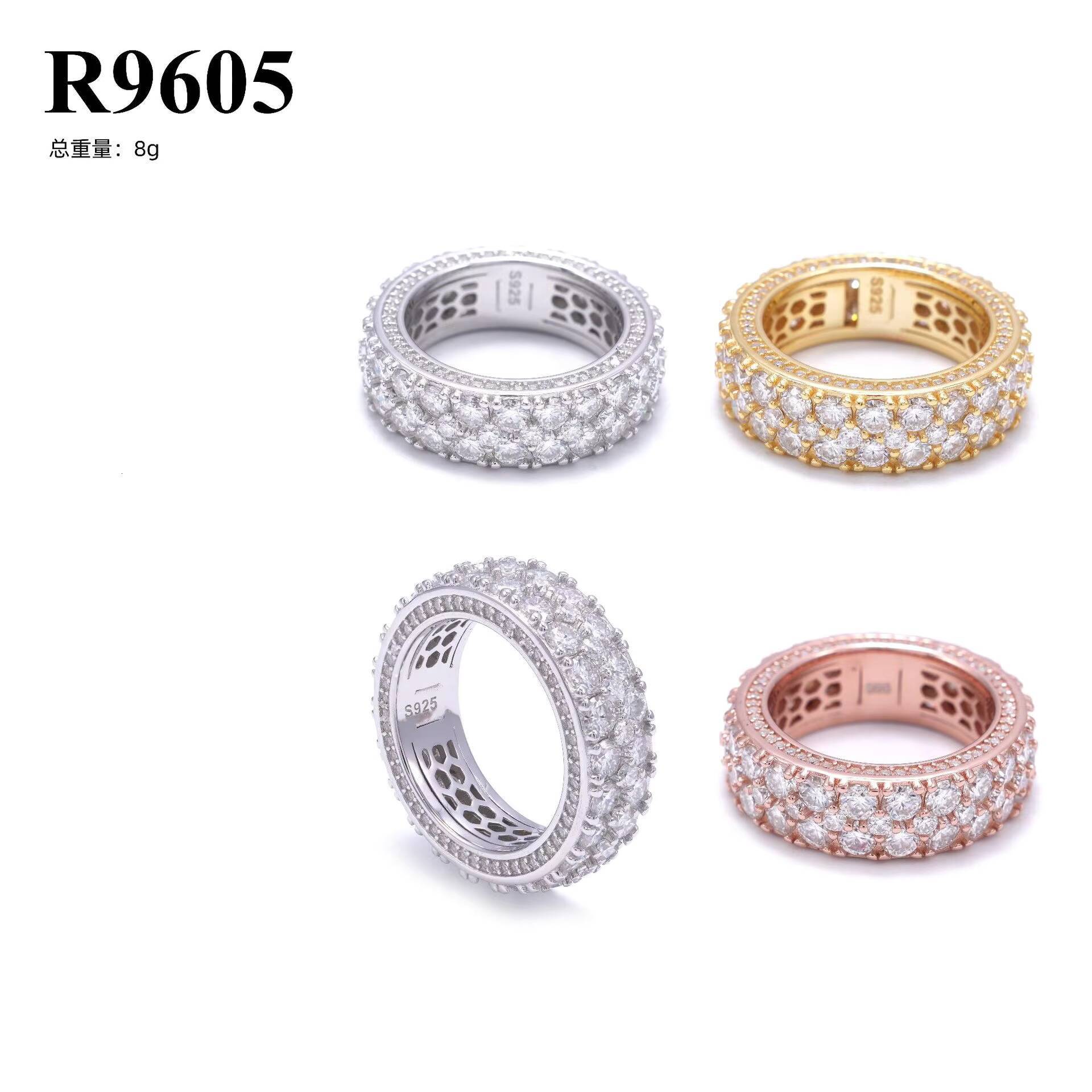 Classic Hip Hop Moissanite Men Ring 925 Silver VVS1 Iced Out Moissanite Men Ring Hip Hop D Color Moissanite Men Bands