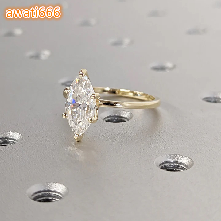 Luxury Elisa Wholesale Offers VVS Moissanite Diamond Engagement Wedding Rings 10K 14K 18K Real Yellow Gold 925 Sterling