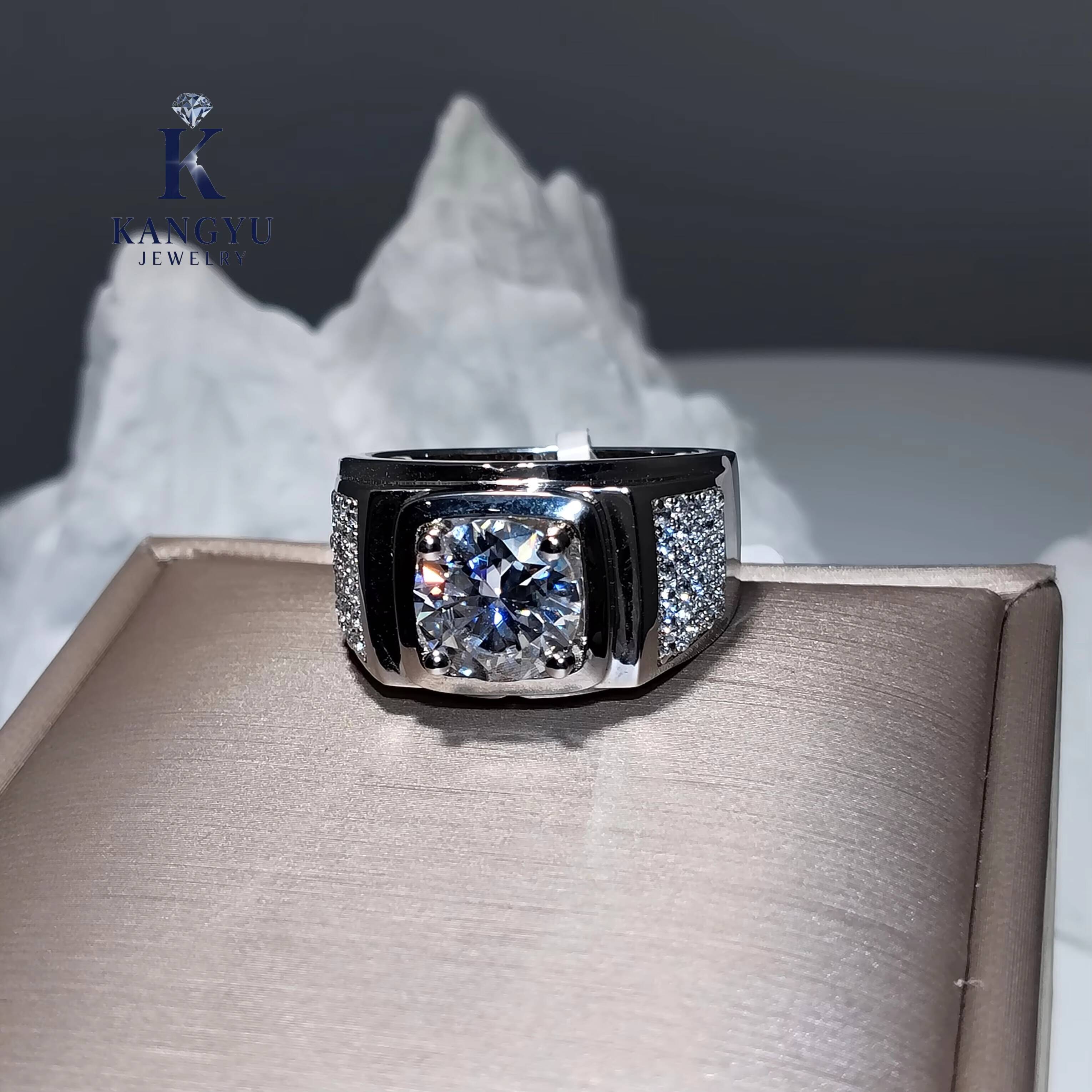 Mens Hip Hop 925 Sterling Silver Moissanite Ring - Iced Out Bling Ring Passes Diamond Tester