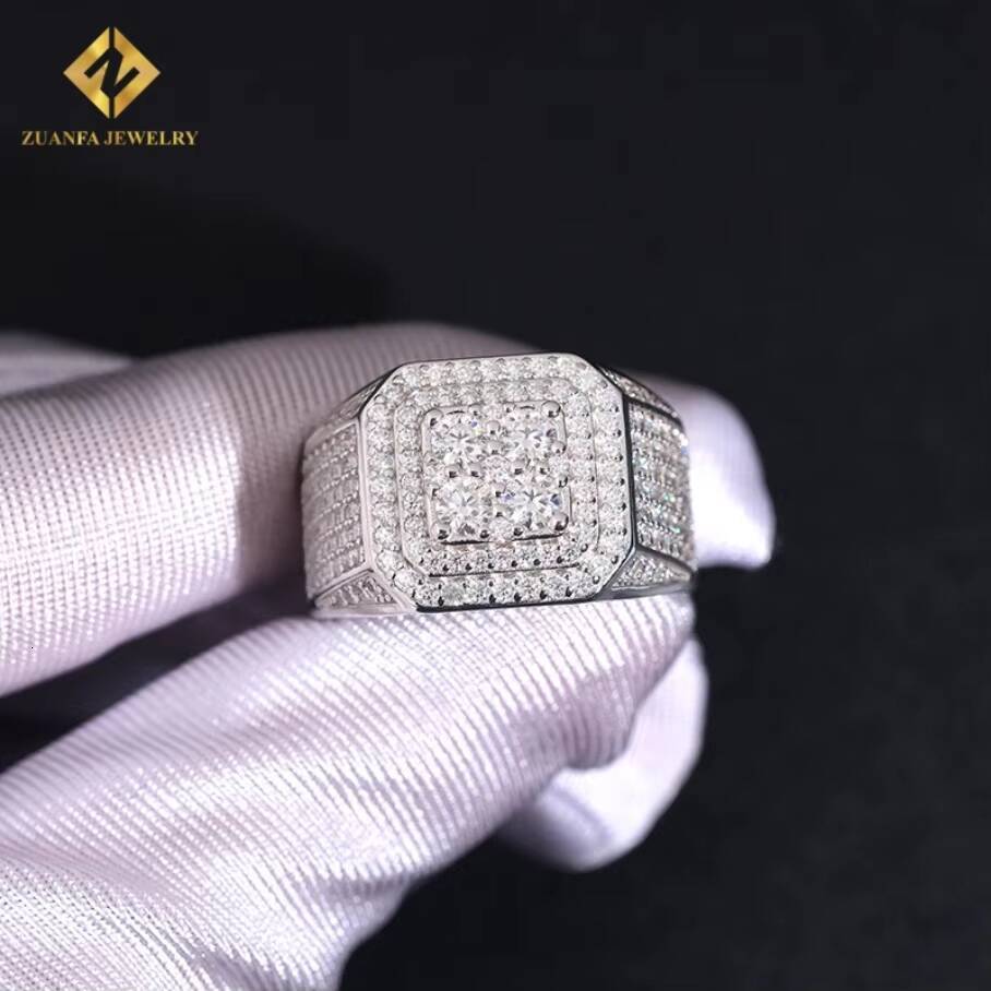 Fashion Moissanite Hip Hop Ring Pass Diamond Tester Iced Out Jewelry Hip Hop Style Full VVS Moissanite Diamond