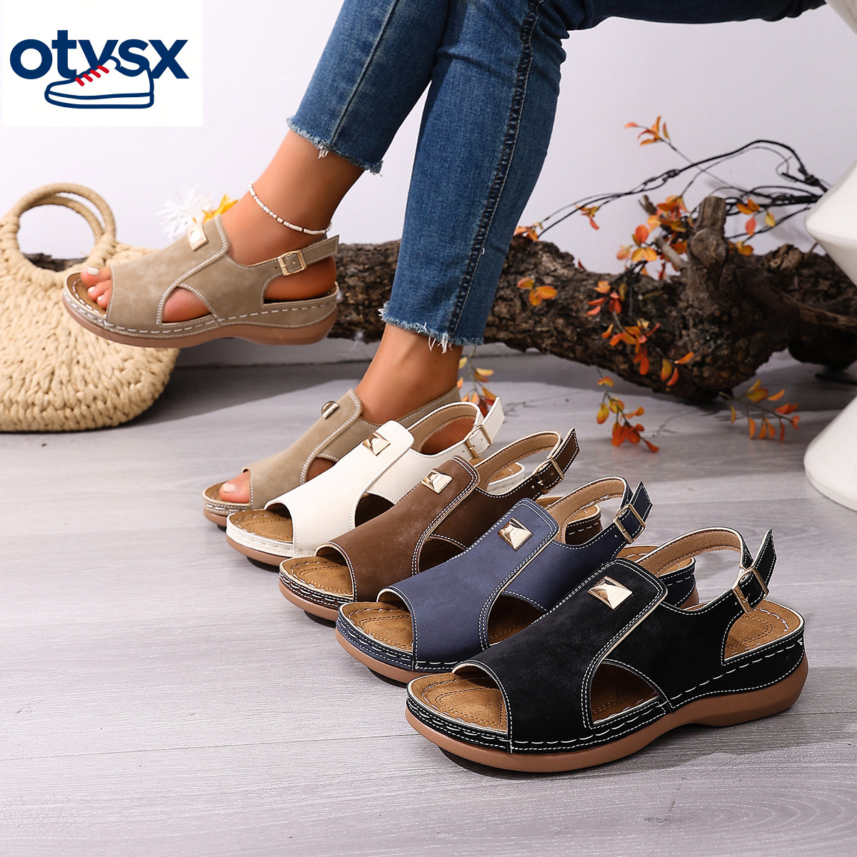 2026 New Large Slope Heel Open Toe Women's Sandals Fashion Hollow Design Comfortable, Lightweight, Casual, Versatile Women's Sandals Casual 
