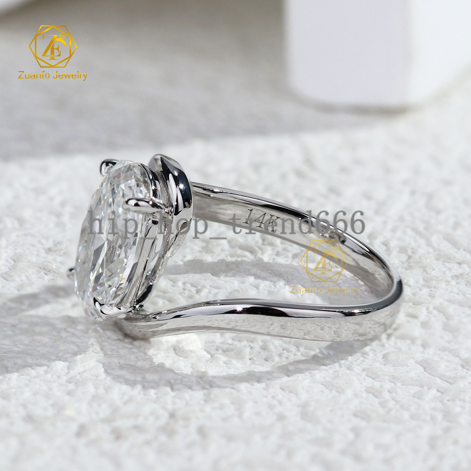 Wholesale Lab Grown Diamond Engagement Wedding Ring Certificate Classic 14K Oval Cut Diamond Ring for Women