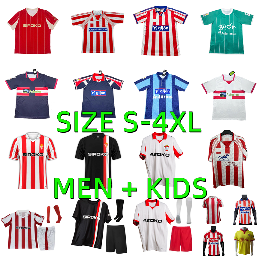 25 26 Sporting de Gijon Soccer Jerseys 94 95 96 97 99 00 01 02 03 08 09 12 13 Retro 2025 2026 David Villa Gelabert DUBASIN CAMPOS MARTIN PERRIN Football Shirts men kids kits